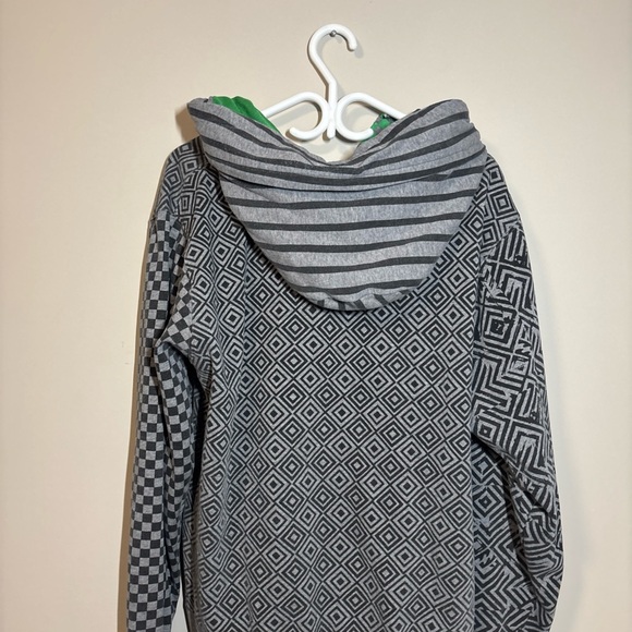 VTG Billabong Gray and Green Geometric Hoodie skater Y2K trippy - Picture 6 of 11